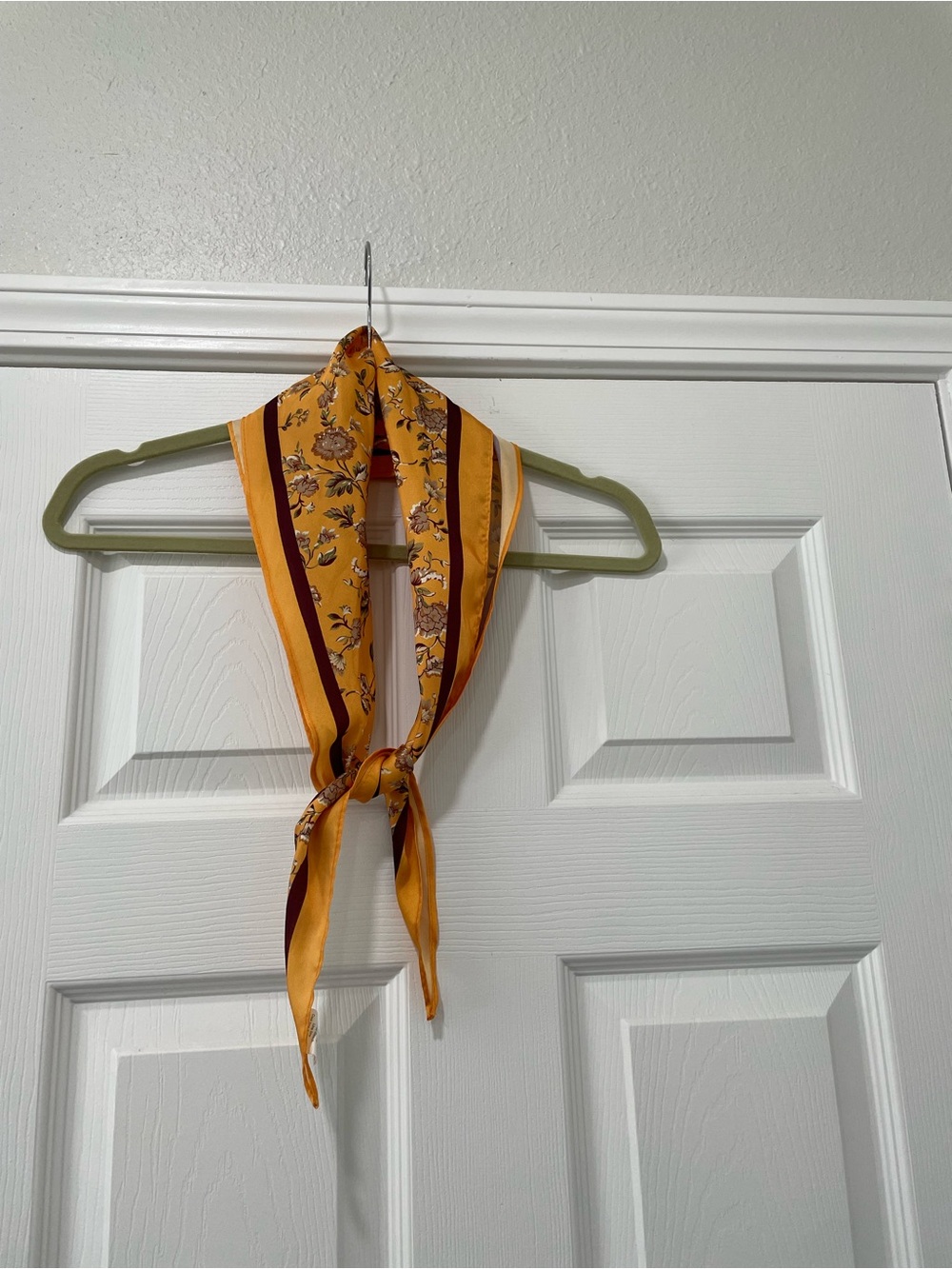 Golden and Burgundy Floral Scarf with Olive accents